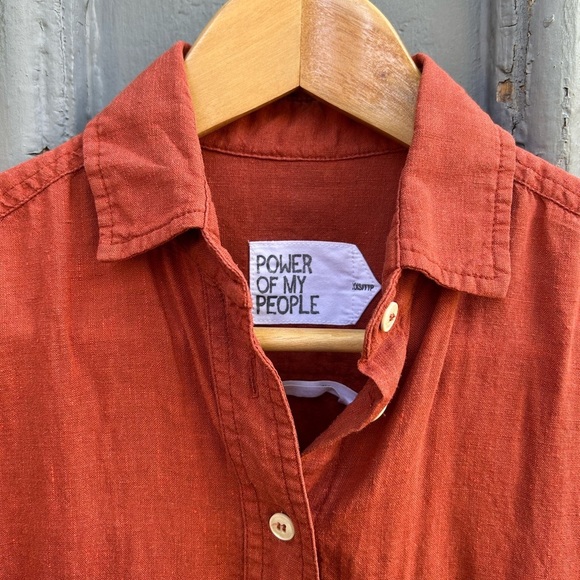 Power of my People Rust Wayward Fit Ss button up shirt, size xxs - Picture 12 of 13